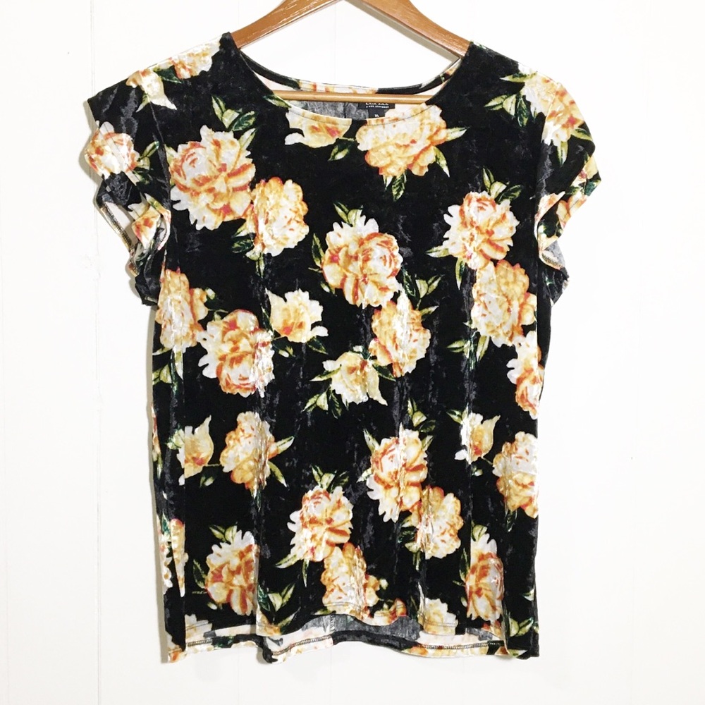 Ana Crushed Velvet Yellow Rose Blouse